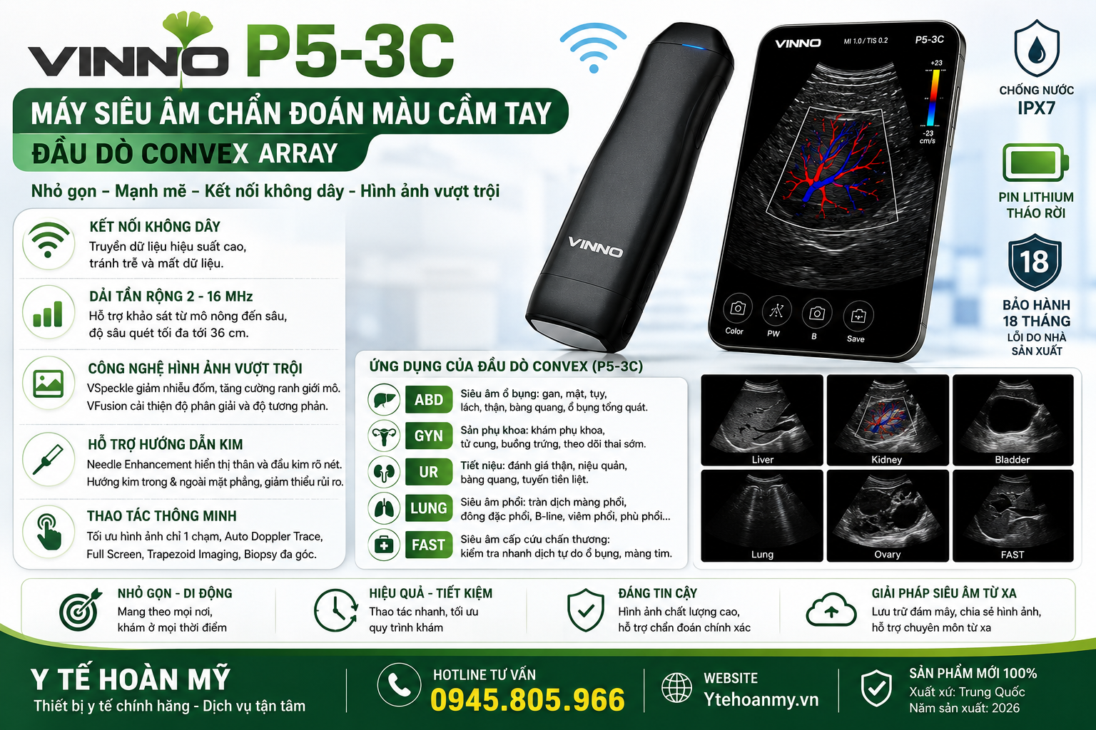 Máy siêu âm cầm tay Vinno P5-3C